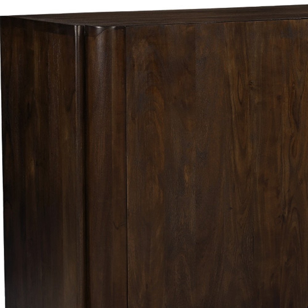 Dark Brown Distressed Solid Wood Sideboard Soft Close with Two Doors - 48-inch