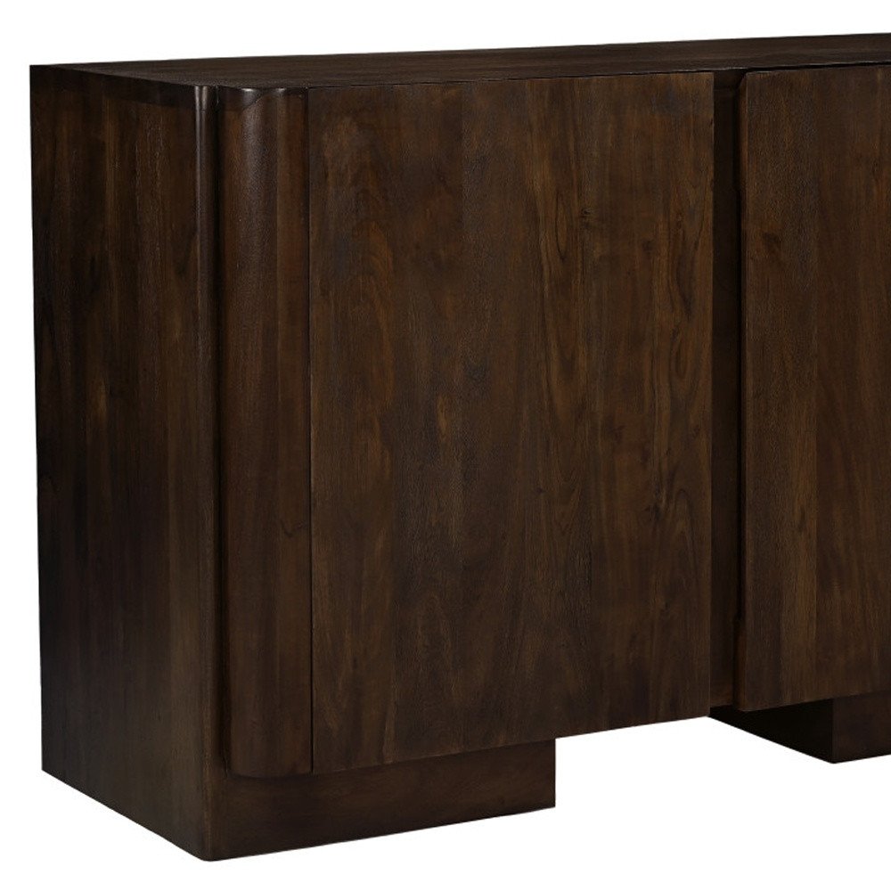 Dark Brown Distressed Solid Wood Sideboard Soft Close with Two Doors - 48-inch