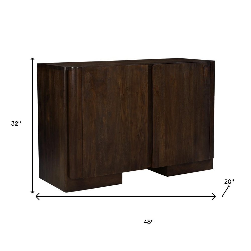 Dark Brown Distressed Solid Wood Sideboard Soft Close with Two Doors - 48-inch