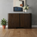 Dark Brown Distressed Solid Wood Sideboard Soft Close with Two Doors - 48-inch