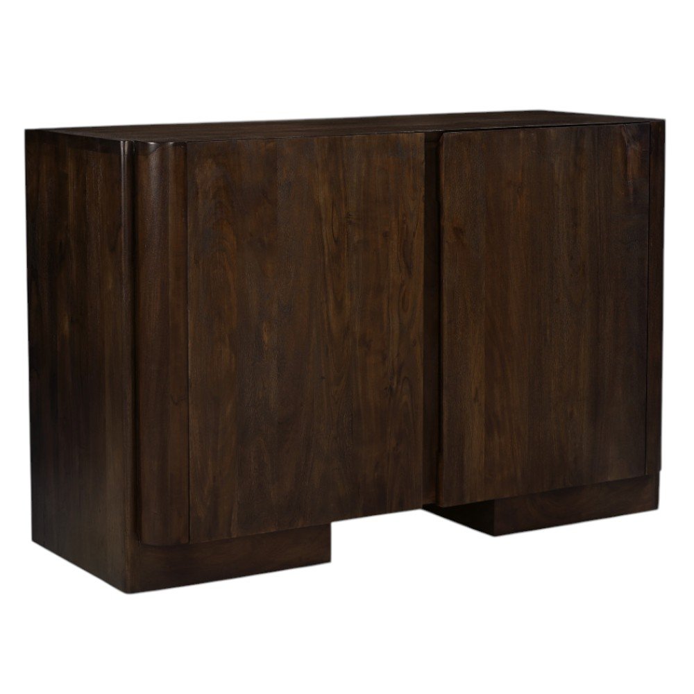 Dark Brown Distressed Solid Wood Sideboard Soft Close with Two Doors - 48-inch