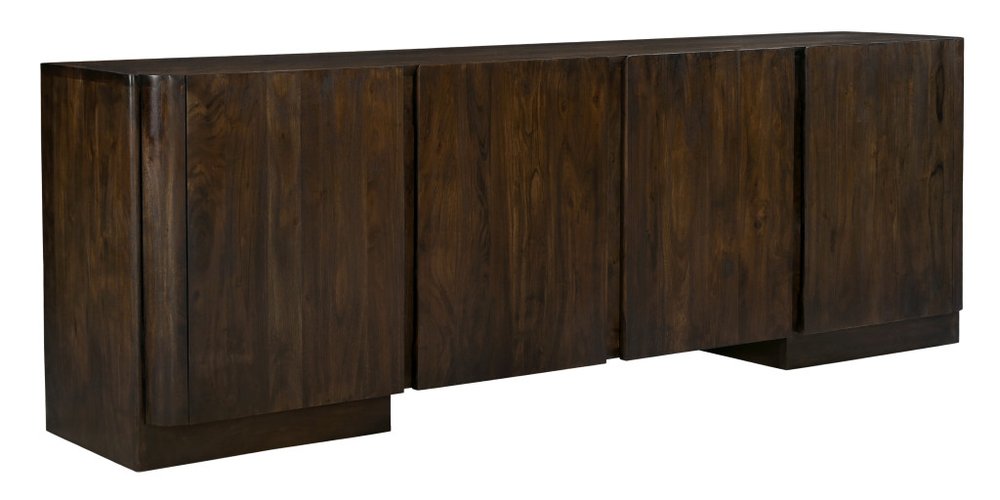 Dark Brown Distressed Solid Wood Sideboard with Four Doors - 96-inch