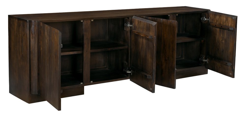 Dark Brown Distressed Solid Wood Sideboard with Four Doors - 96-inch