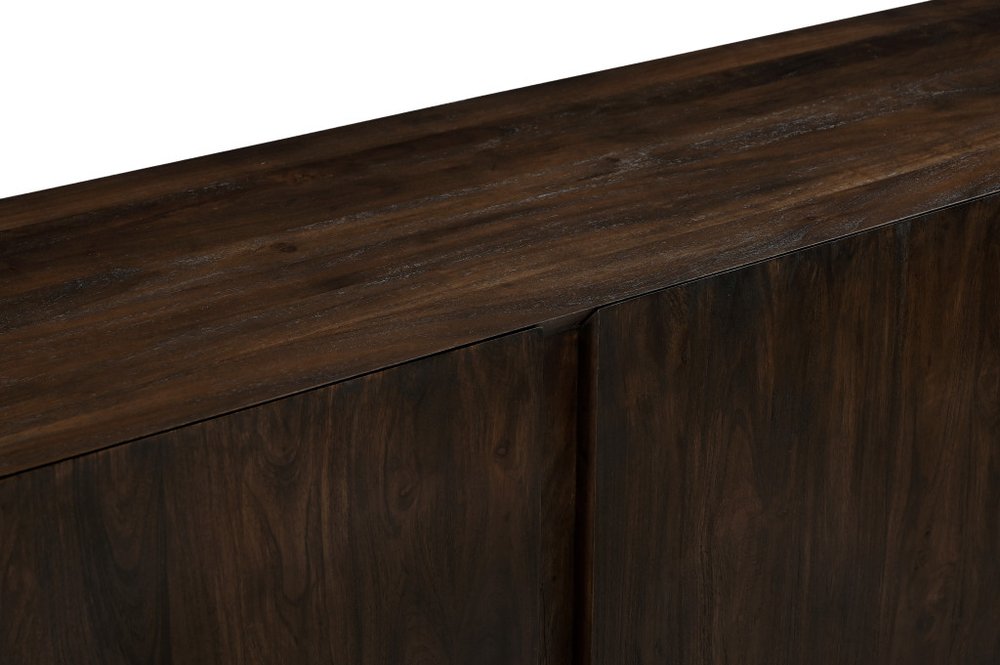 Dark Brown Distressed Solid Wood Sideboard with Four Doors - 96-inch