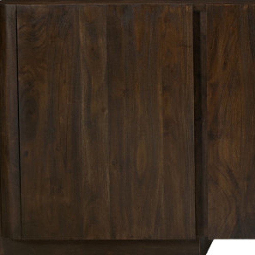Dark Brown Distressed Solid Wood Sideboard with Four Doors - 96-inch