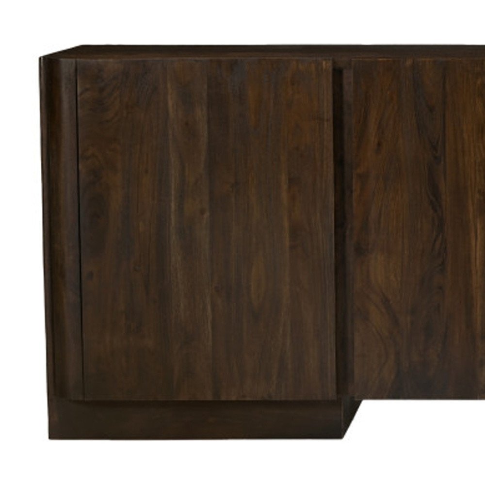 Dark Brown Distressed Solid Wood Sideboard with Four Doors - 96-inch