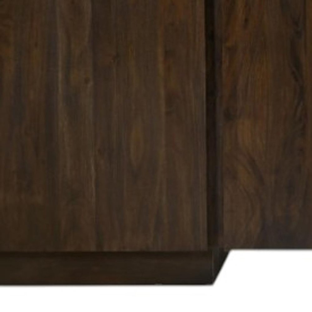 Dark Brown Distressed Solid Wood Sideboard with Four Doors - 96-inch