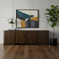 Dark Brown Distressed Solid Wood Sideboard with Four Doors - 96-inch
