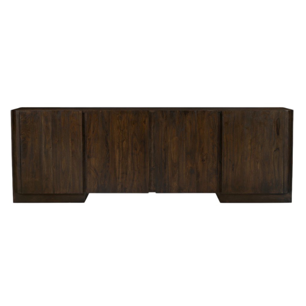 Dark Brown Distressed Solid Wood Sideboard with Four Doors - 96-inch