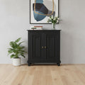 Black Distressed Solid Wood Sideboard with Two Doors - 34-inch