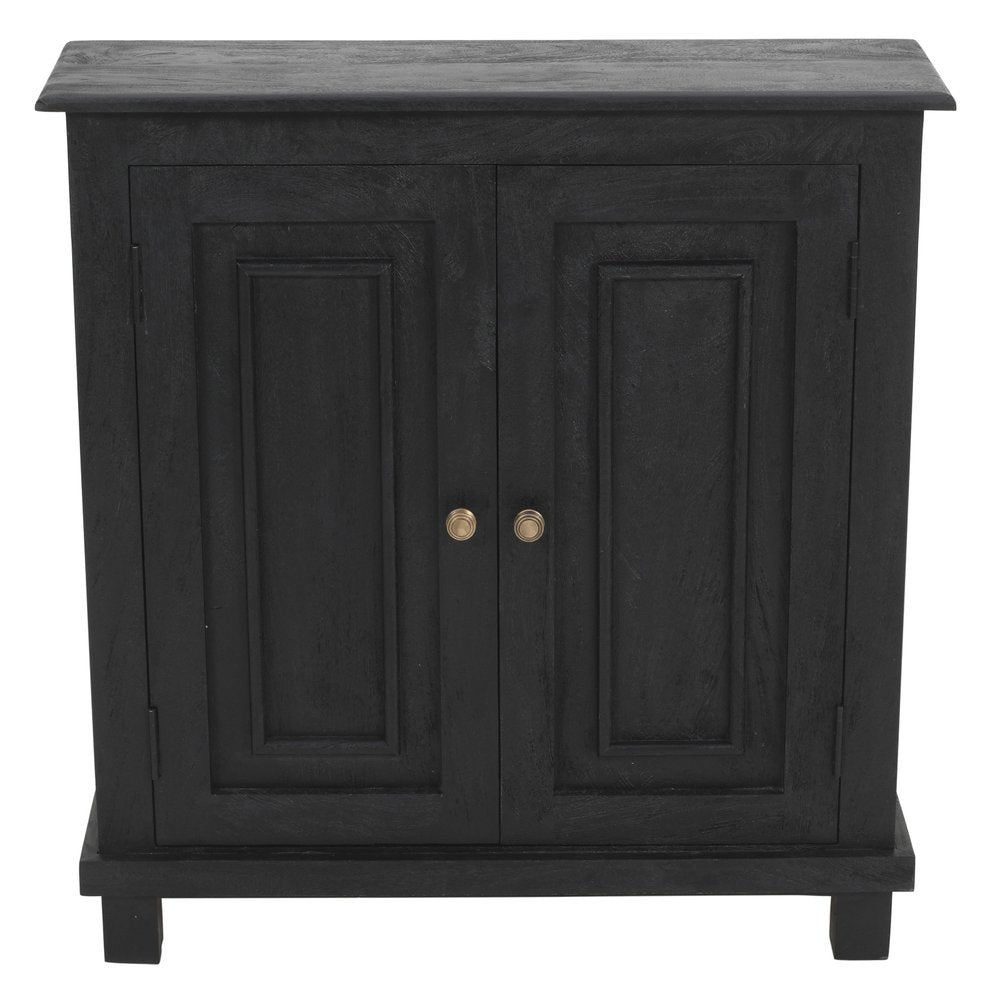 Black Distressed Solid Wood Sideboard with Two Doors - 34-inch