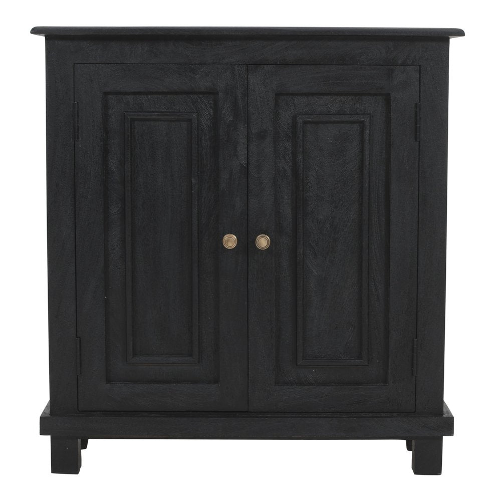 Black Distressed Solid Wood Sideboard with Two Doors - 34-inch