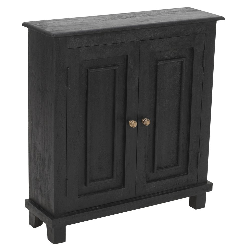 Black Distressed Solid Wood Sideboard with Two Doors - 34-inch