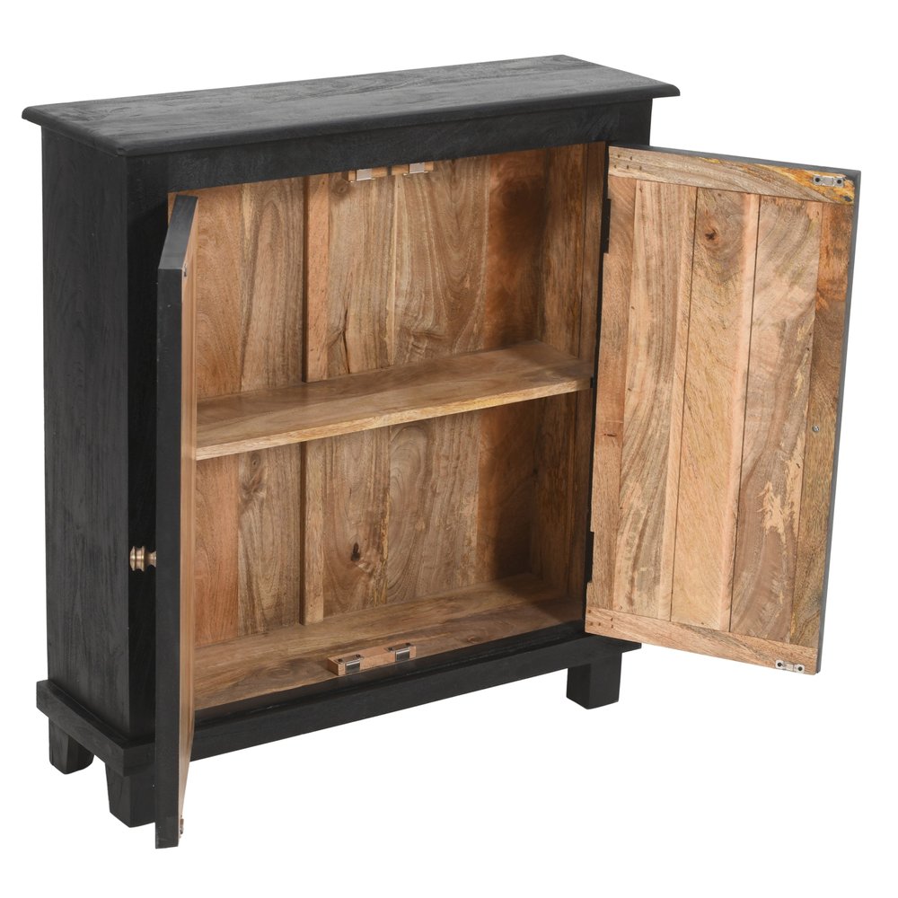 Black Distressed Solid Wood Sideboard with Two Doors - 34-inch