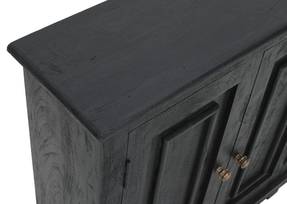 Black Distressed Solid Wood Sideboard with Two Doors - 34-inch