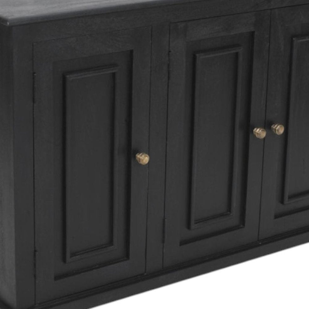 Black Distressed Solid Wood Sideboard with Three Doors - 51-inch
