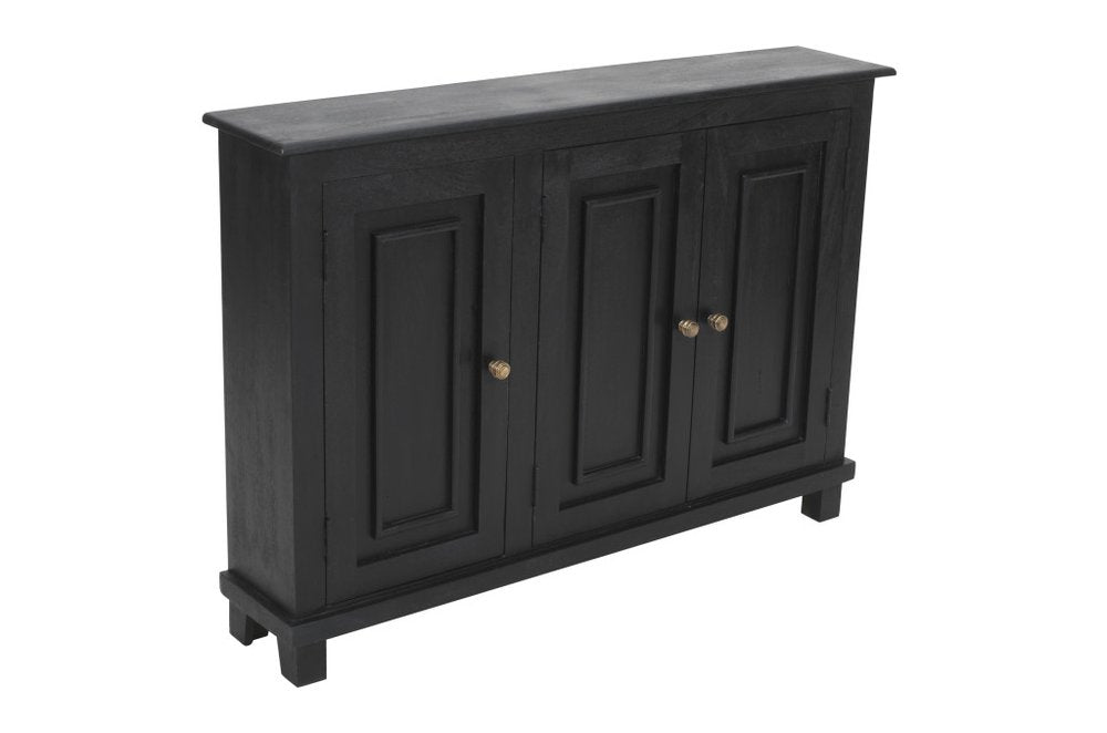 Black Distressed Solid Wood Sideboard with Three Doors - 51-inch