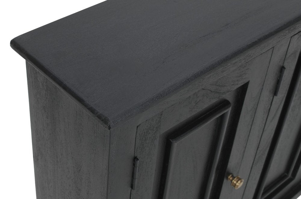 Black Distressed Solid Wood Sideboard with Three Doors - 51-inch