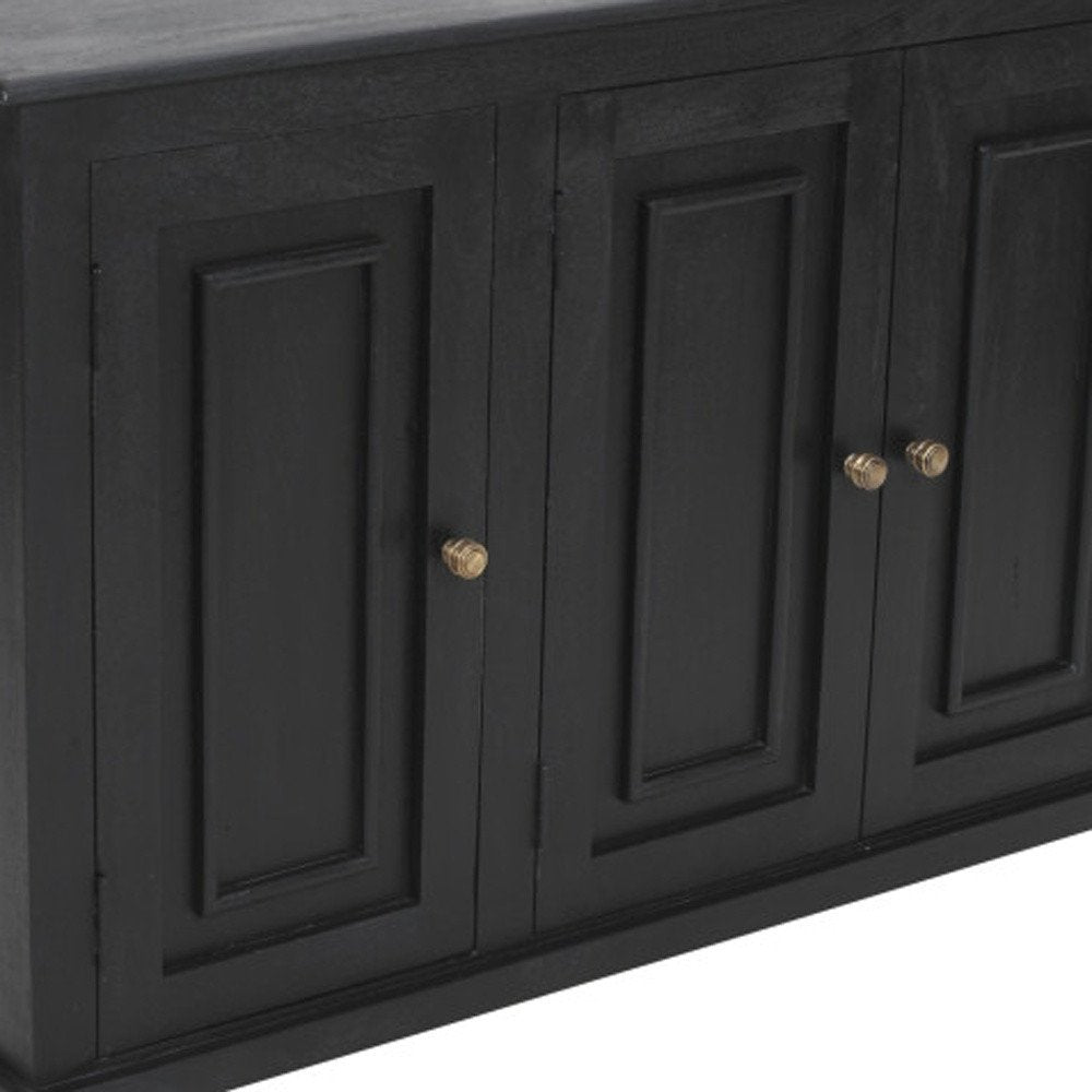 Black Distressed Solid Wood Sideboard with Three Doors - 51-inch