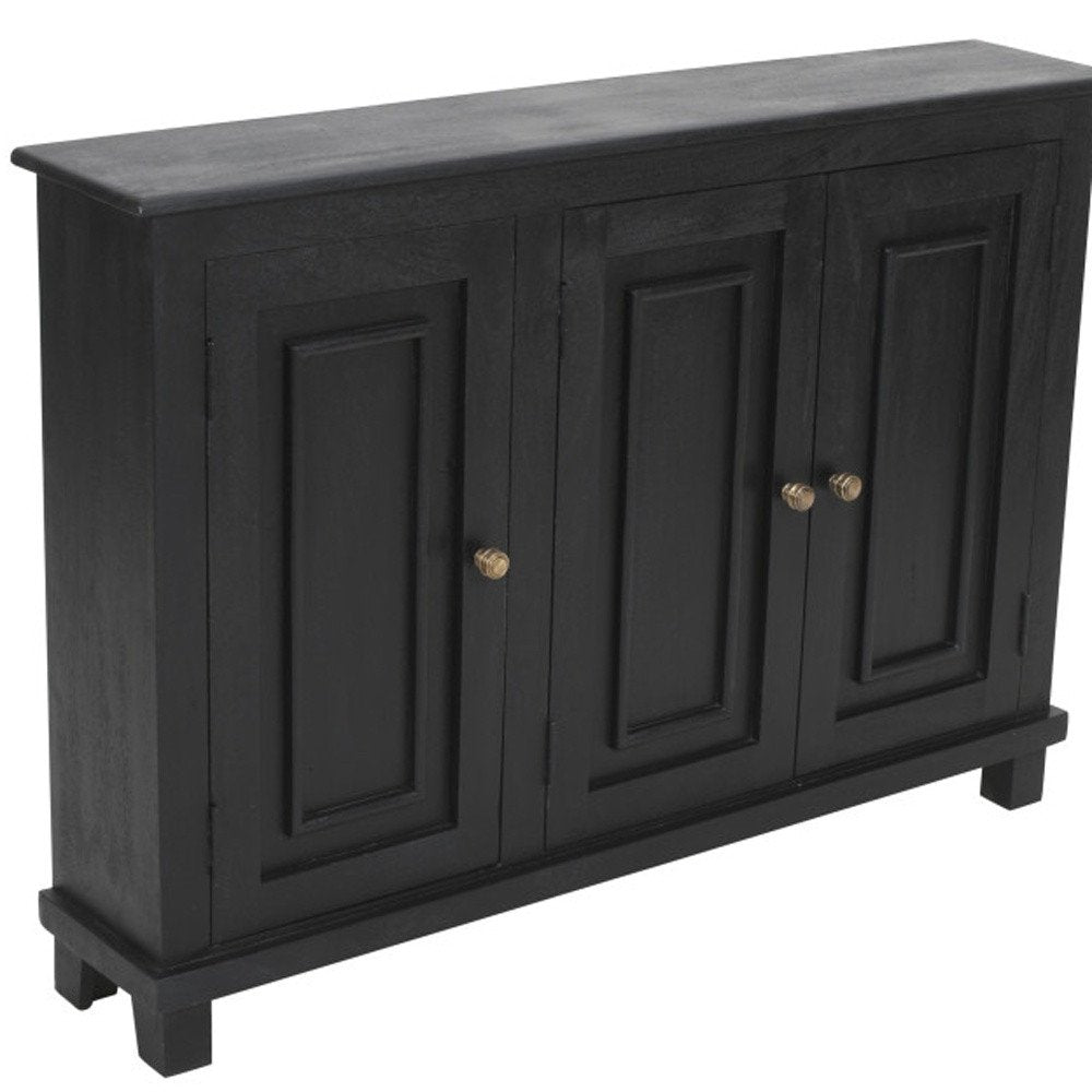 Black Distressed Solid Wood Sideboard with Three Doors - 51-inch