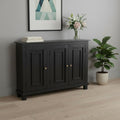 Black Distressed Solid Wood Sideboard with Three Doors - 51-inch