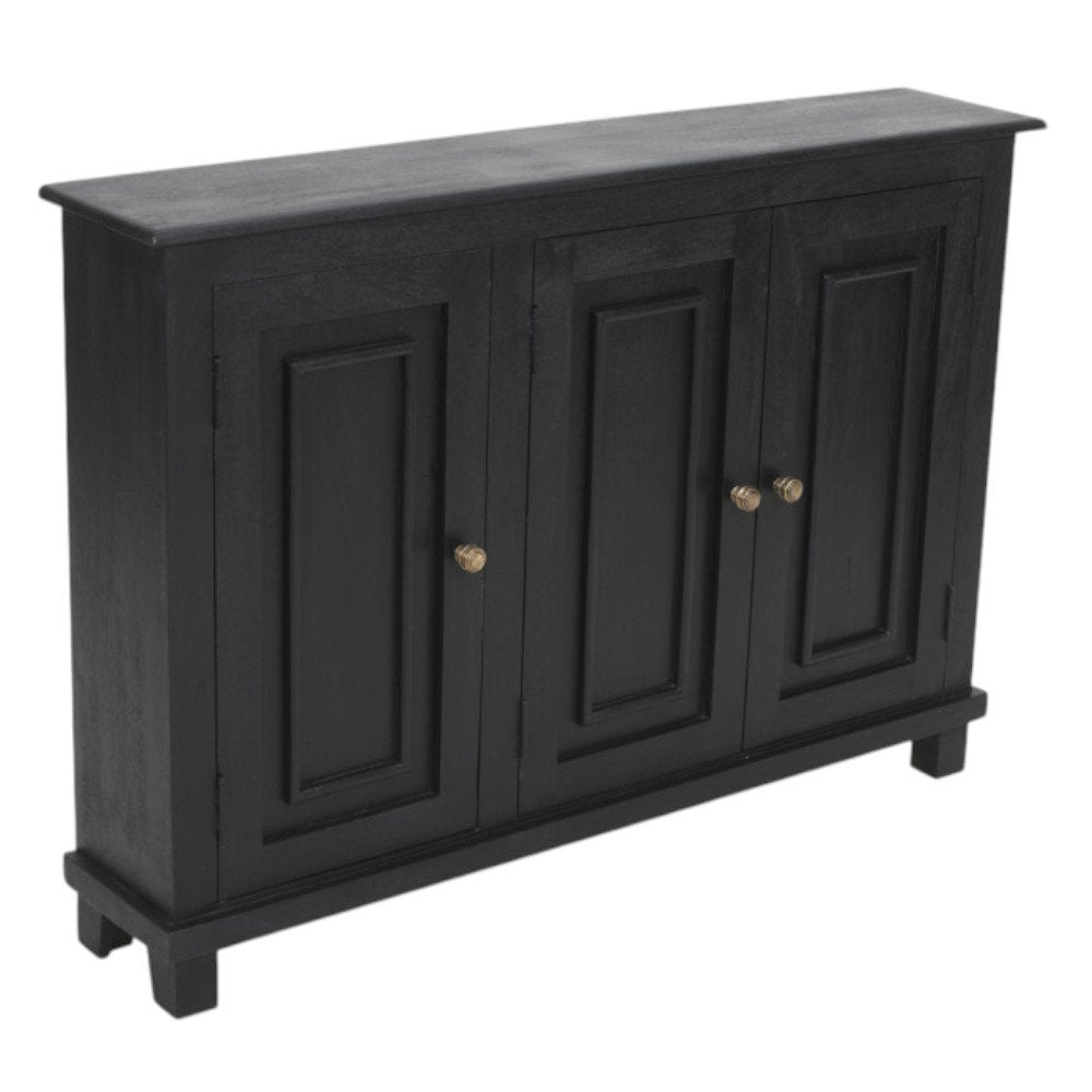 Black Distressed Solid Wood Sideboard with Three Doors - 51-inch