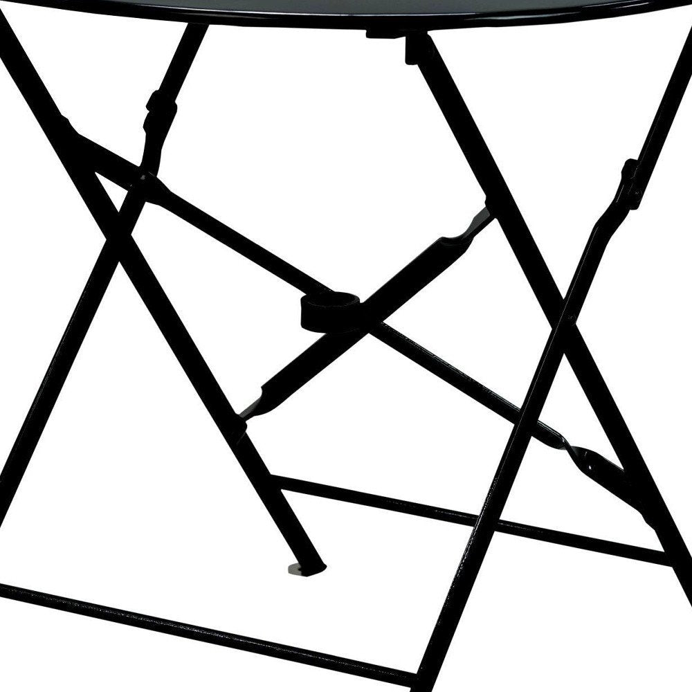 Black Rounded Aluminum Folding Outdoor Bistro Table with Umbrella Hole