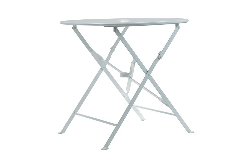 White Rounded Aluminum Folding Outdoor Bistro Table with Umbrella Hole