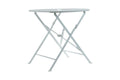 White Rounded Aluminum Folding Outdoor Bistro Table with Umbrella Hole