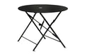 Black Rounded Aluminum Folding Outdoor Dining Table with Umbrella Hole