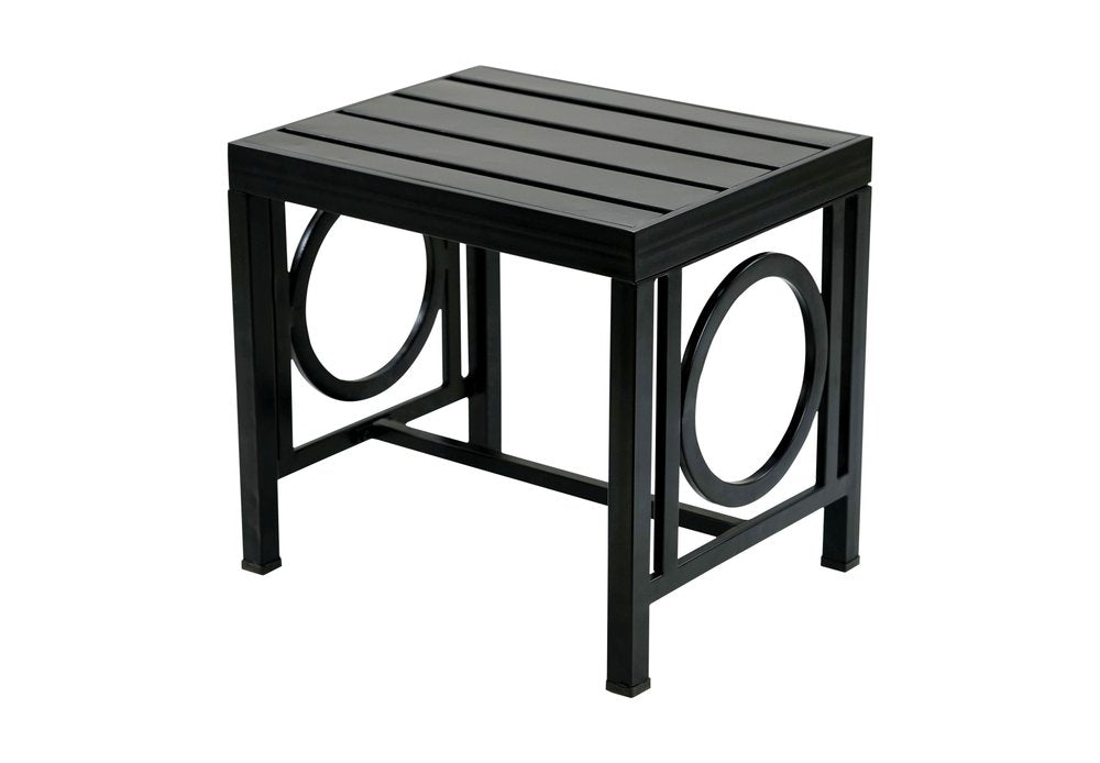 Black Aluminum Geo Slat Outdoor Side Table - 16-inch