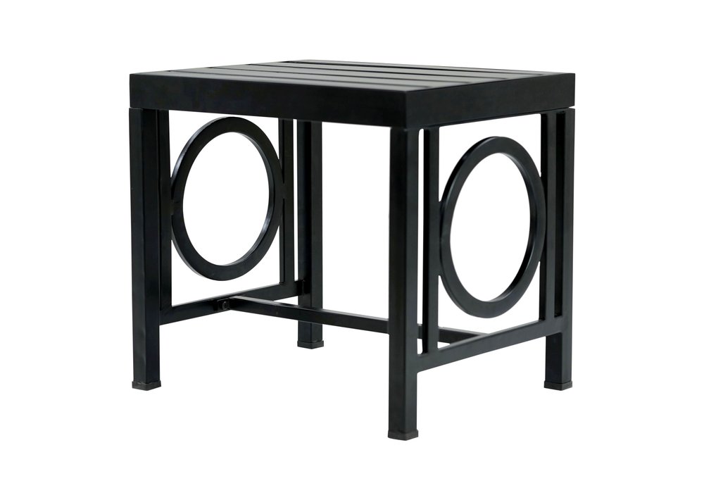 Black Aluminum Geo Slat Outdoor Side Table - 16-inch
