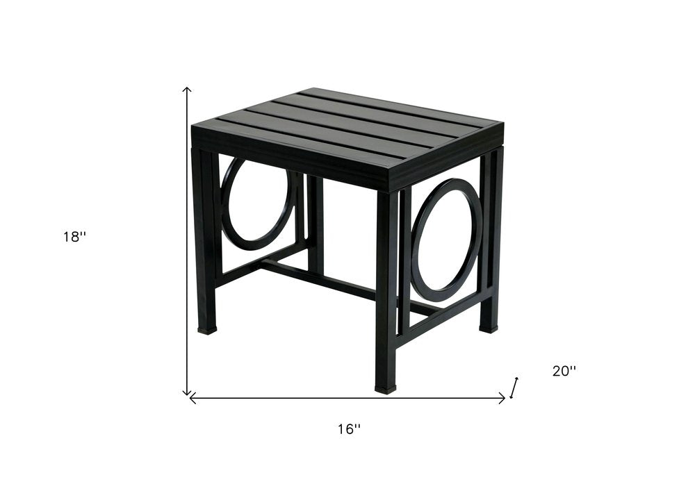 Black Aluminum Geo Slat Outdoor Side Table - 16-inch