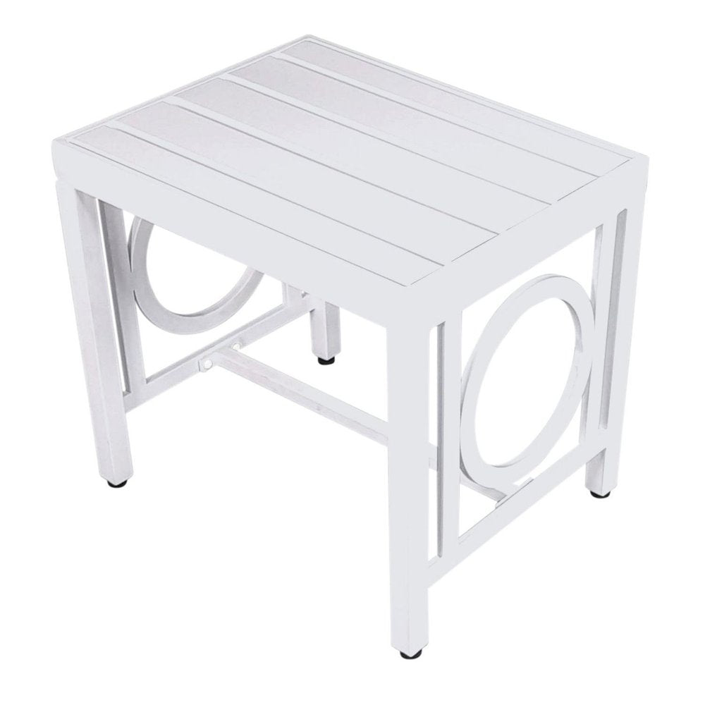White Metal Outdoor Side Table - 16-inch