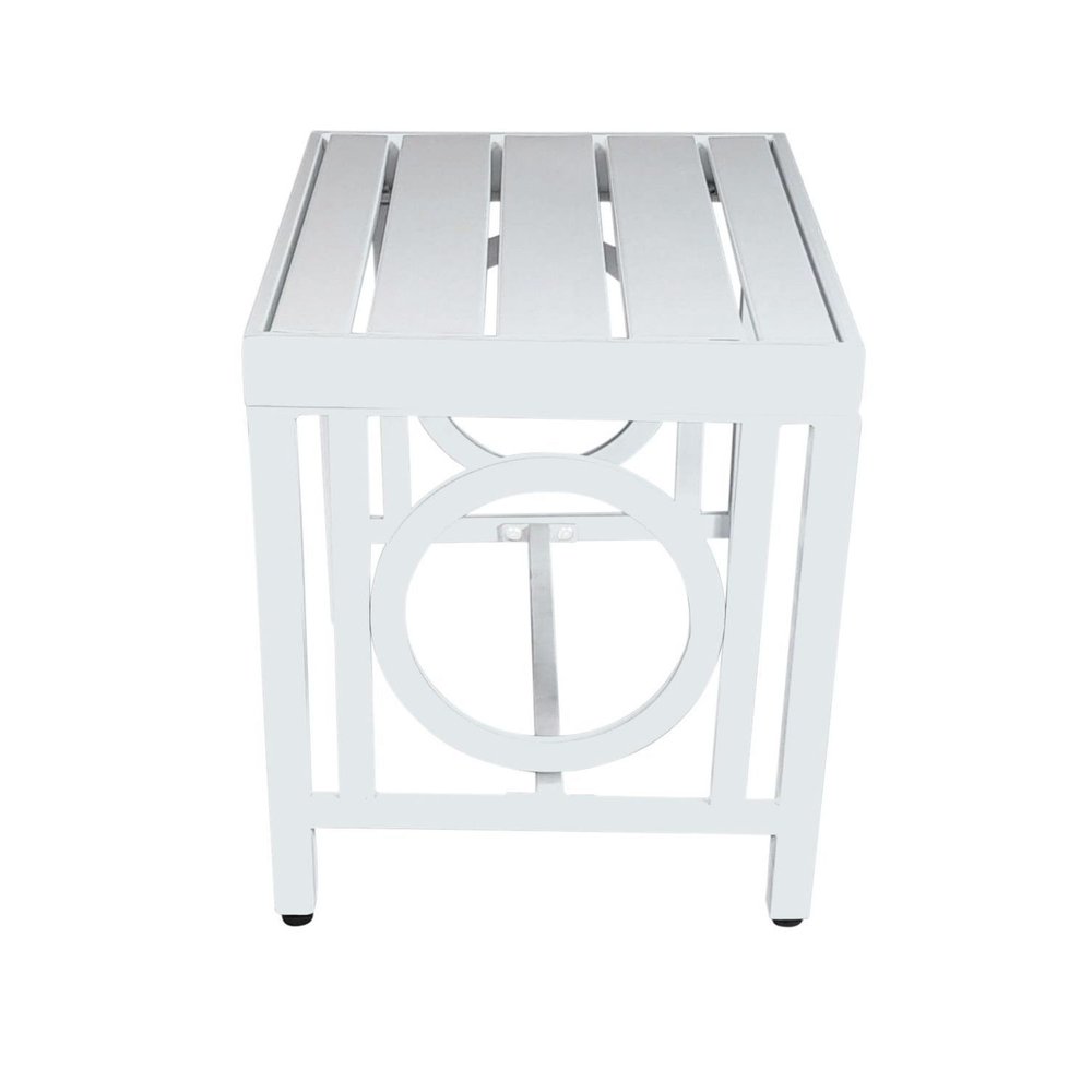 White Metal Outdoor Side Table - 16-inch