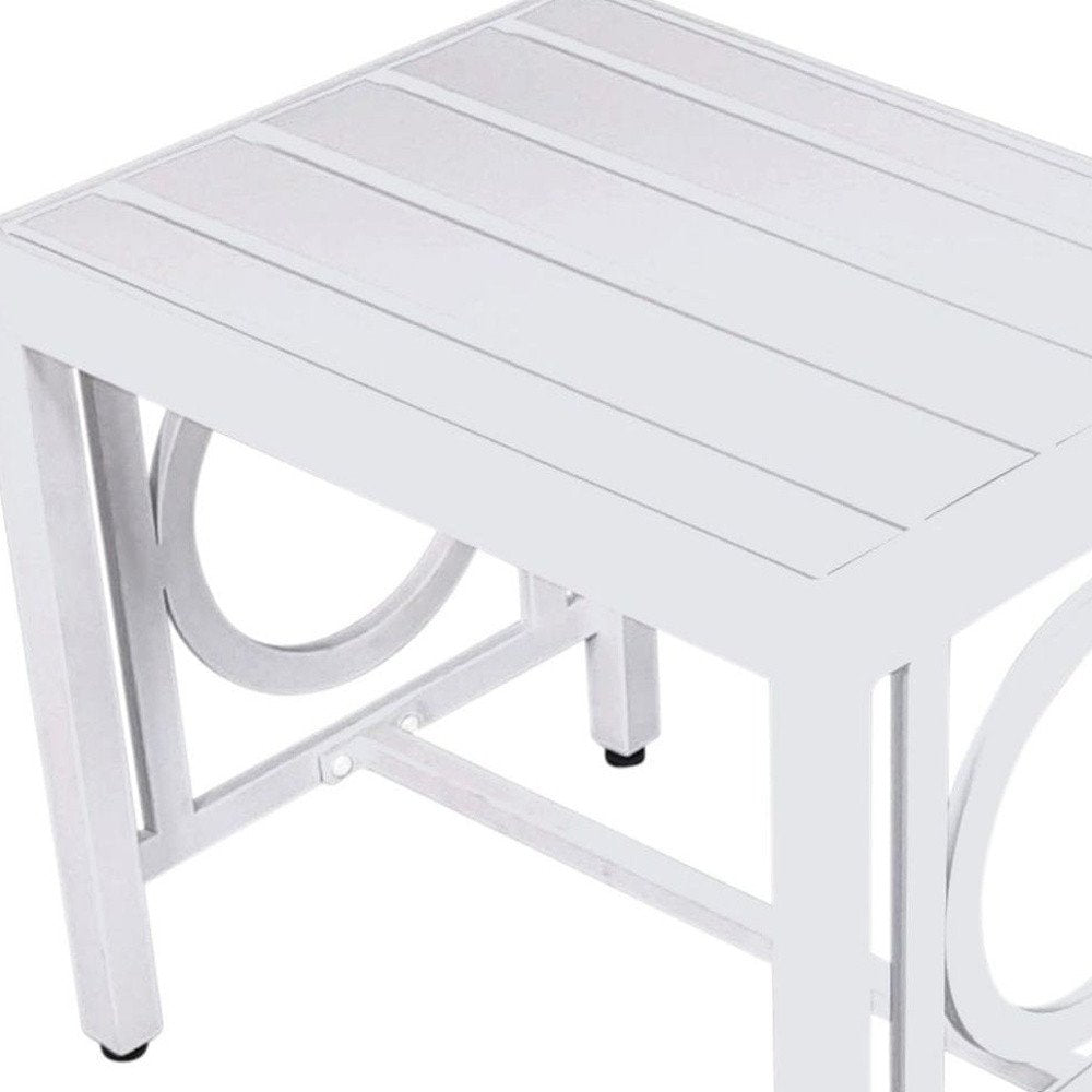 White Metal Outdoor Side Table - 16-inch