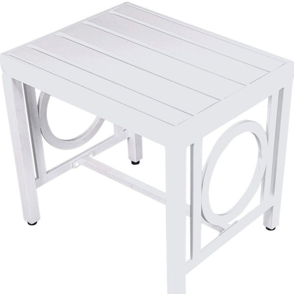White Metal Outdoor Side Table - 16-inch