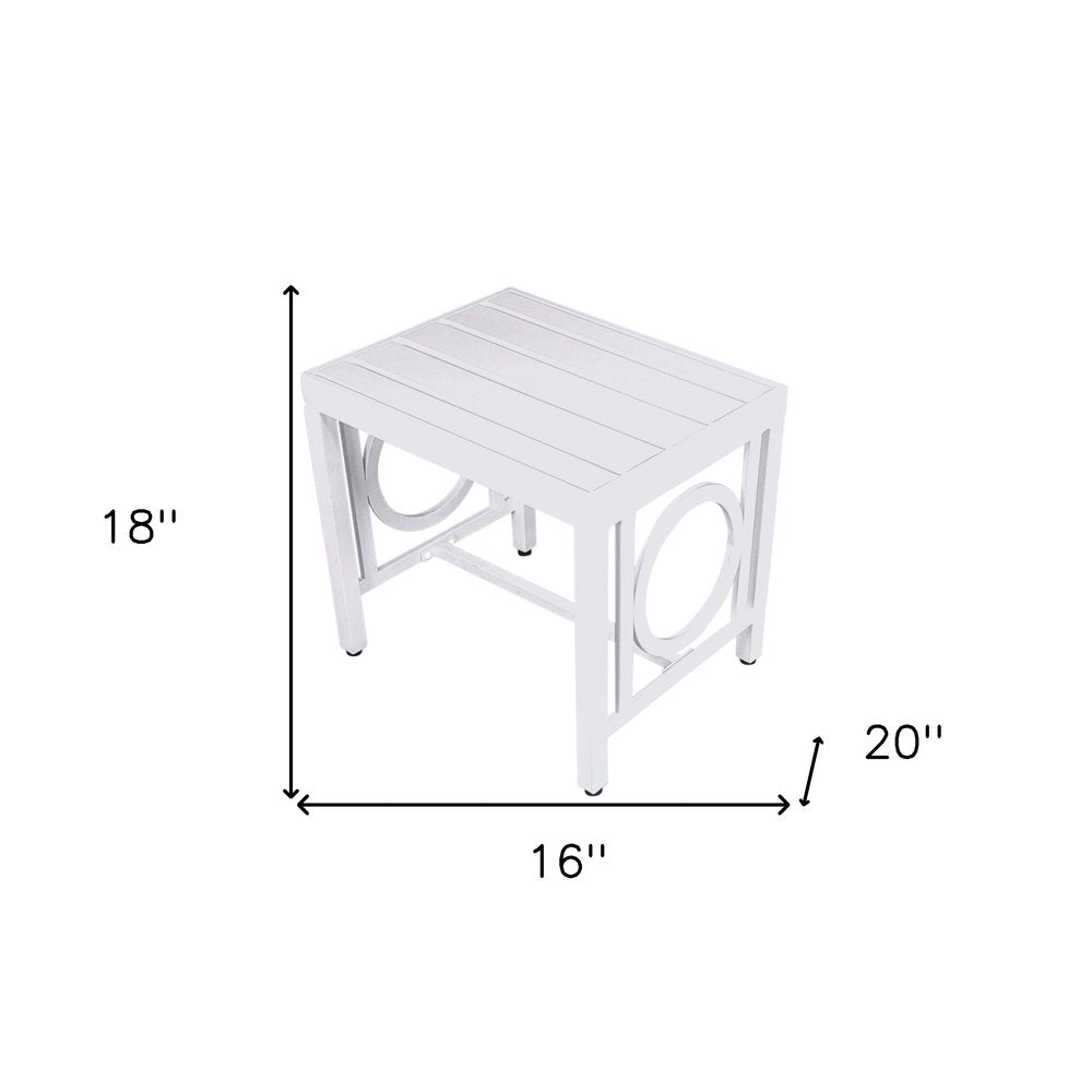 White Metal Outdoor Side Table - 16-inch