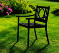 Black Steel Geo Back Outdoor Arm Chair - 24-inch