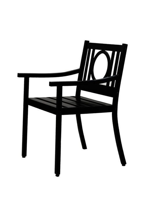 Black Steel Geo Back Outdoor Arm Chair - 24-inch