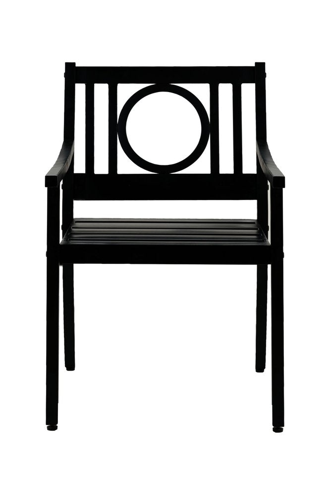 Black Steel Geo Back Outdoor Arm Chair - 24-inch