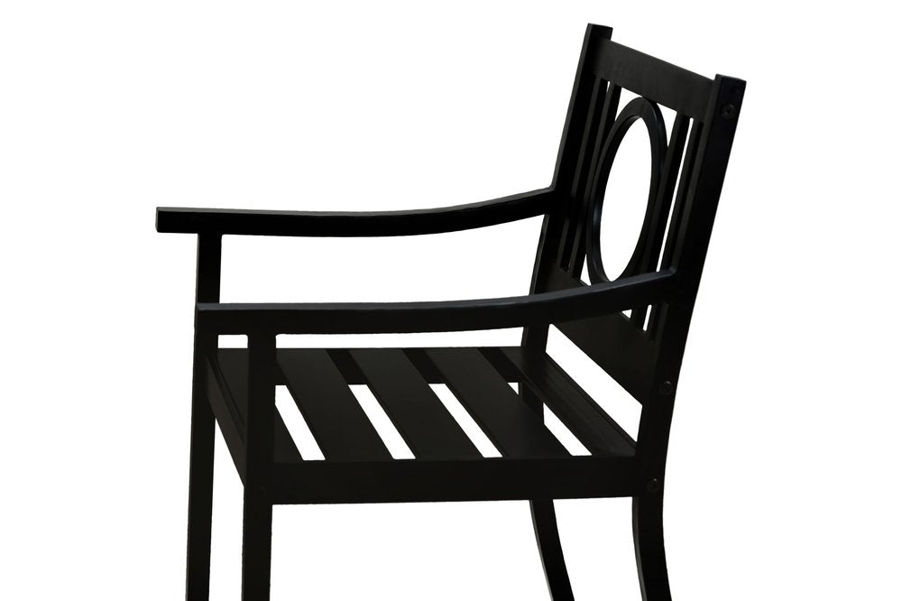 Black Steel Geo Back Outdoor Arm Chair - 24-inch