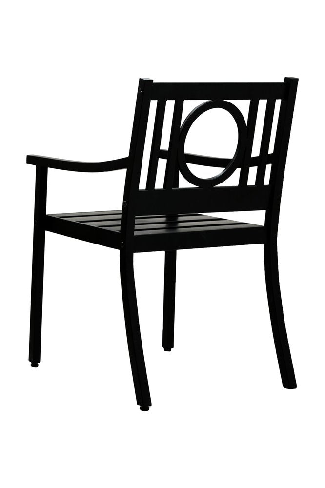 Black Steel Geo Back Outdoor Arm Chair - 24-inch