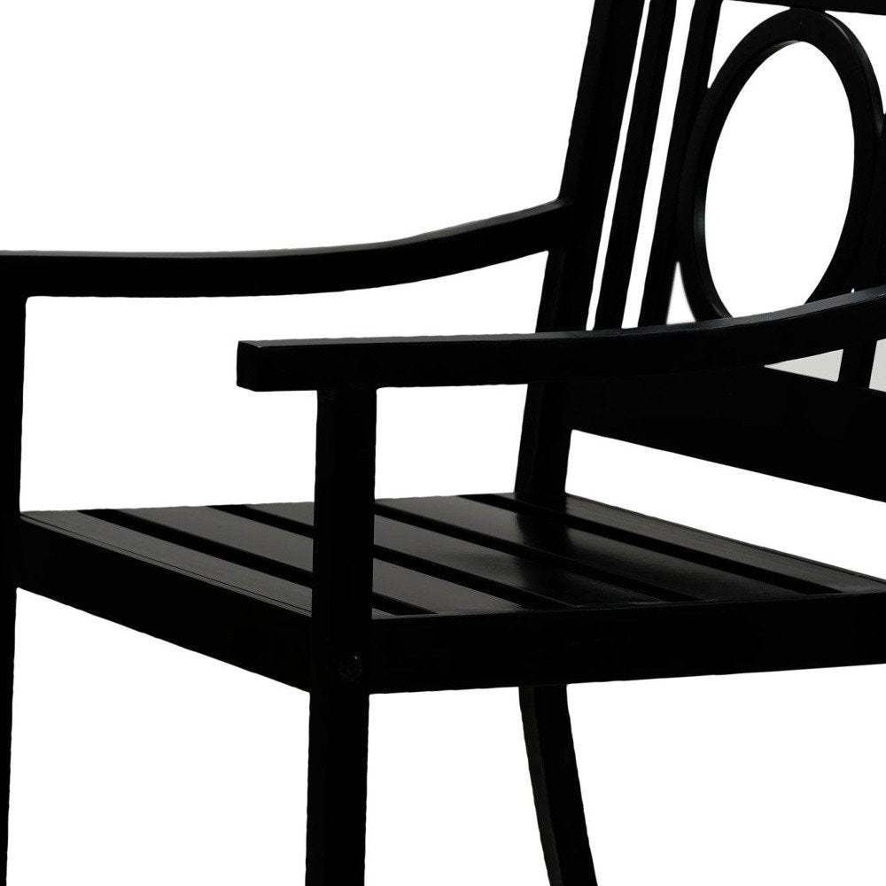 Black Steel Geo Back Outdoor Arm Chair - 24-inch