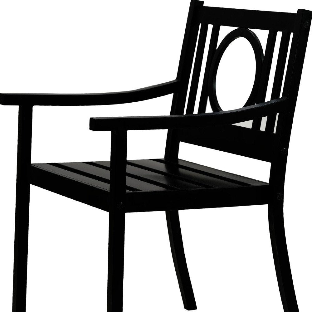 Black Steel Geo Back Outdoor Arm Chair - 24-inch
