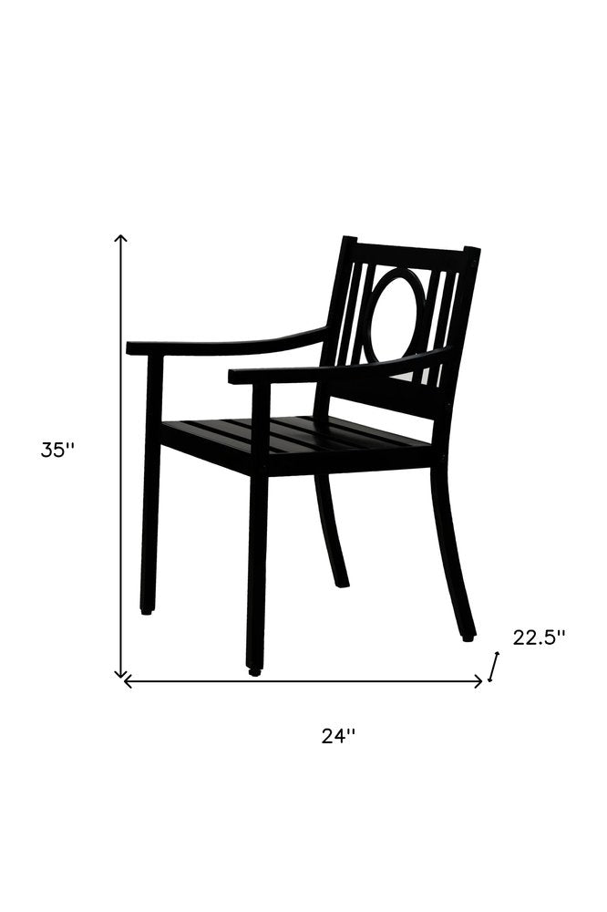 Black Steel Geo Back Outdoor Arm Chair - 24-inch