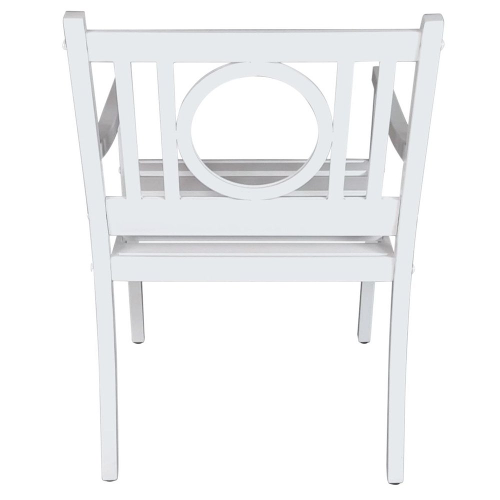White Steel Geo Back Outdoor Arm Chair - 24-inch