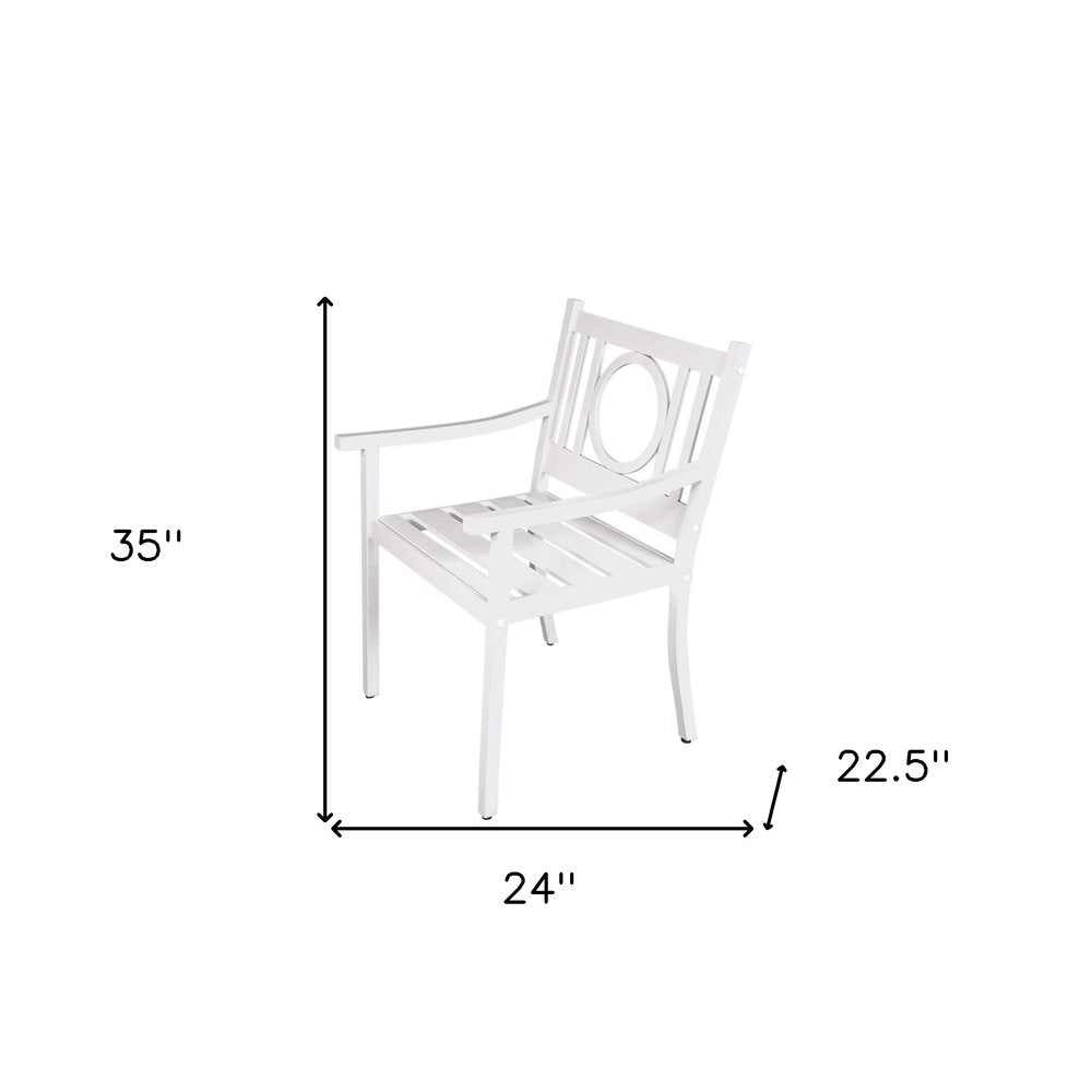 White Steel Geo Back Outdoor Arm Chair - 24-inch
