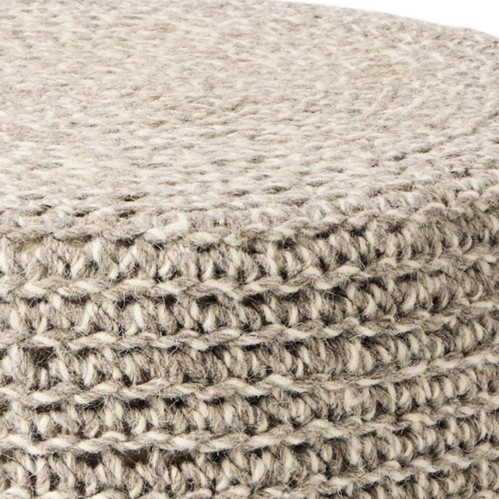 Gray and Brown Wool Round Footstool - 24-inch
