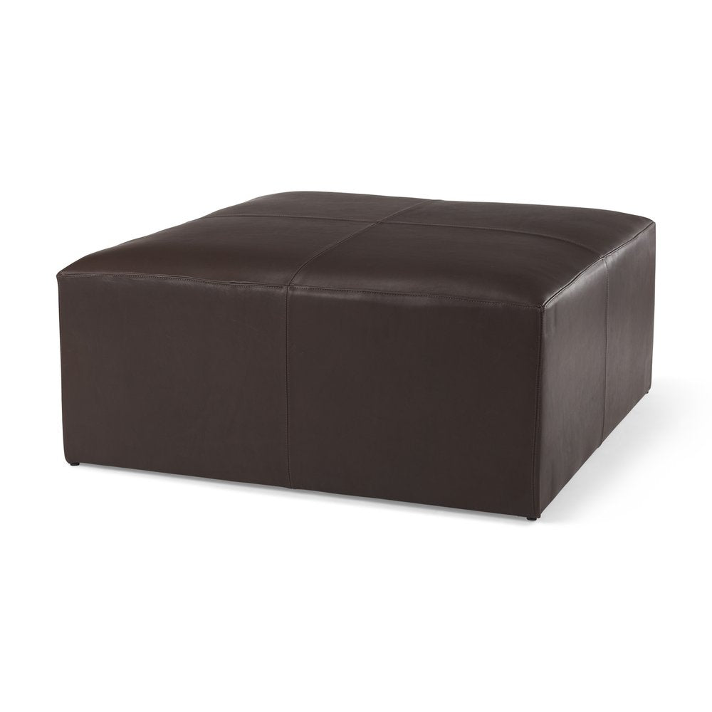 Brown Genuine Leather Cocktail Ottoman - 36-inch